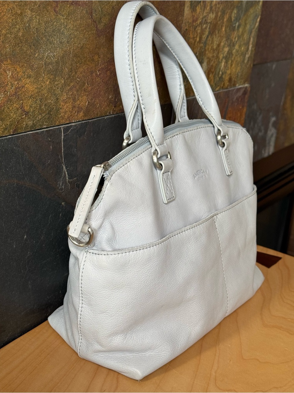 American Leather Brand Carrie Dome Satchel NWOT
Light gray blue. - Picture 4 of 16